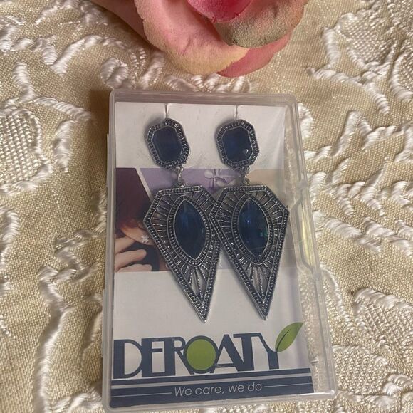 DEROATY Sterling Sliver Black drop Pearl  Earrings - Picture 2 of 5